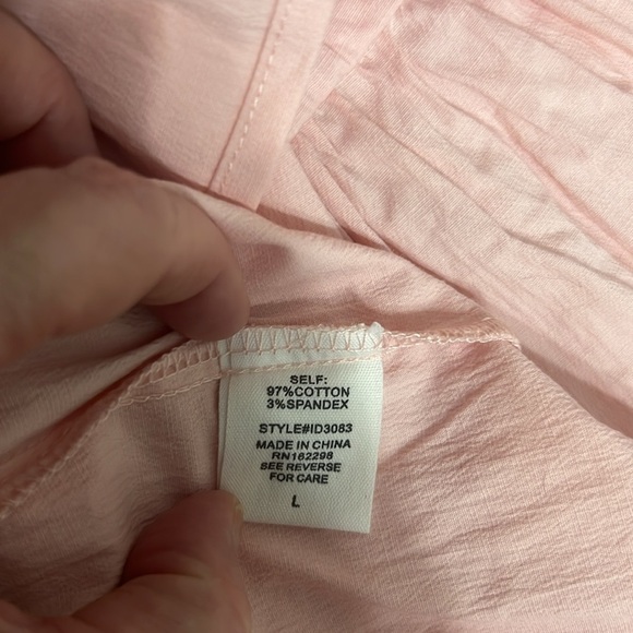 Elegant pale Pink Ruffle Dress Midi Exaggerated short ruffle sleeves tier hem L - Picture 15 of 16